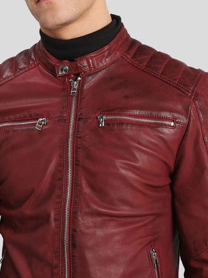 Mens Zipper Pockets Biker Jacket