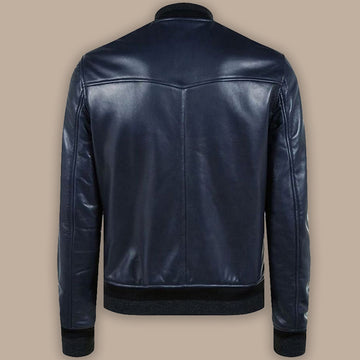 Buy Leather Bull Men's Stylish Blue Leather Jacket at