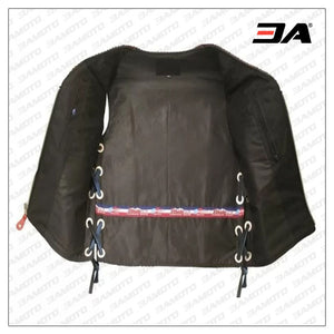 Mens Brown Motorcycle Leather Vest Jacket