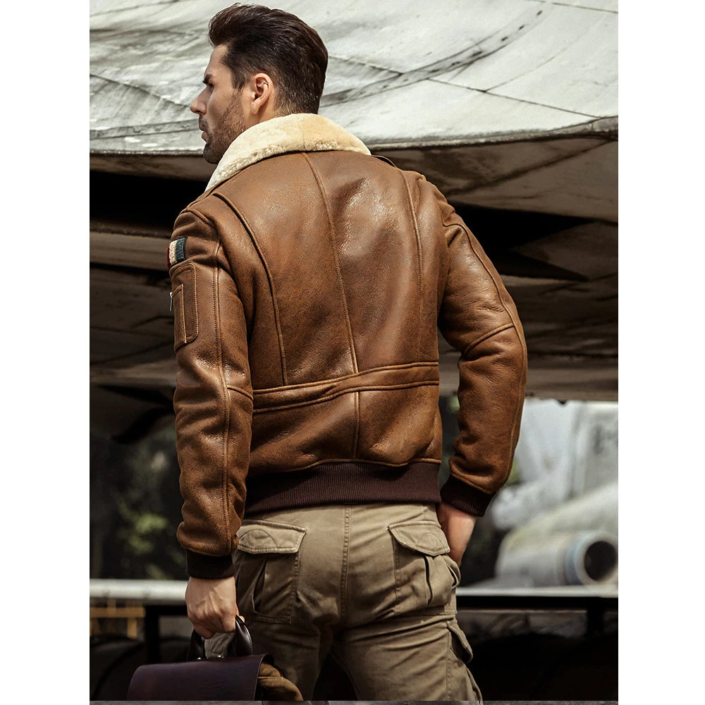 Mens Leather Bomber Jacket