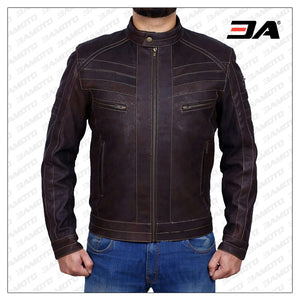 Mens Dark Brown Leather Motorcycle Jacket