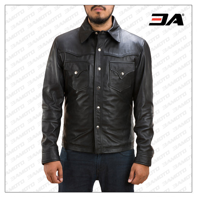 Black Leather Shirt for Men