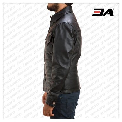 black biker leather shirt