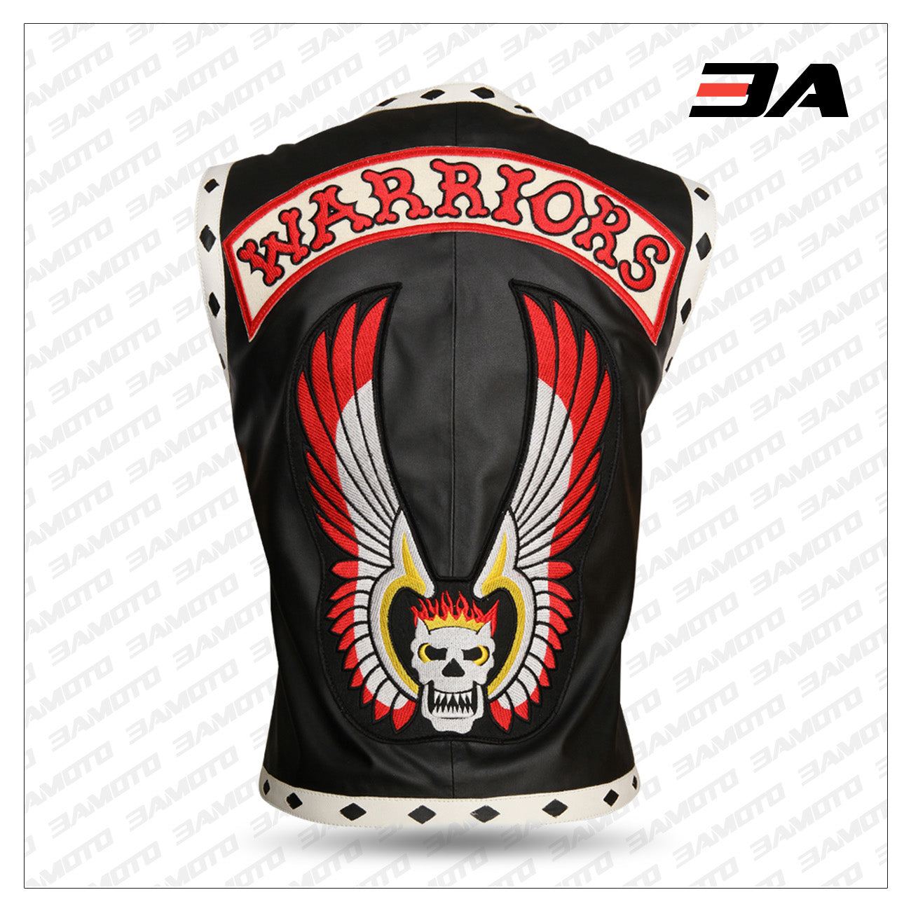 Men's black Warriors leather vest with a stylish and durable design, perfect for a bold look