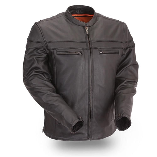 Classic Leather Motorcycle Riding Jacket - Scooter Jacket