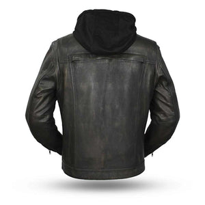 Mens Leather Denim Style Motorcycle Jacket