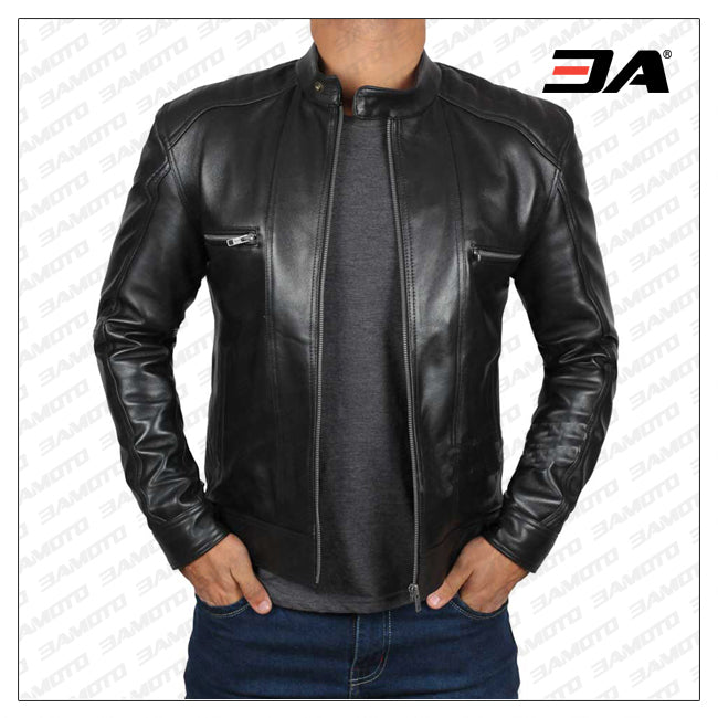 Men's Casual Jacket, Louis Cafe Racer Leather Jacket