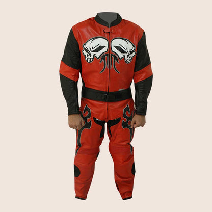 Men's Red Motorcycle Leather Suit
