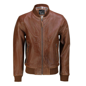 Mens Tan Soft Real Leather Smart Casual Vintage Bomber Biker Style Jacket