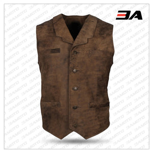 Mens Vintage Brown Distressed Leather Vest