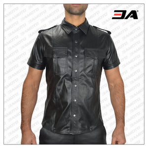 Military Leather Shirt Erotic Style