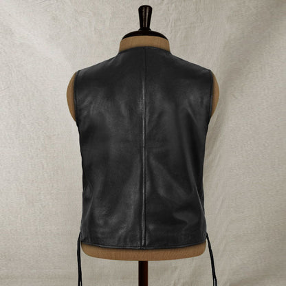 Moto Biker Leather Mens Vest