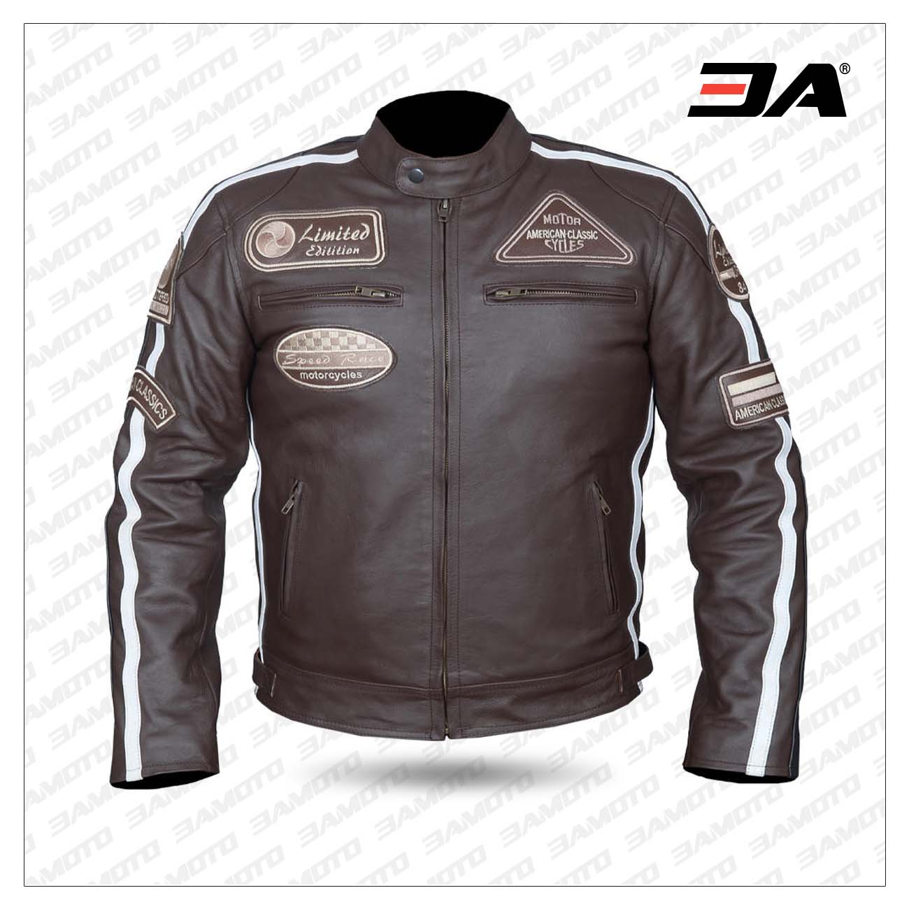 Antique Motorcycle Leather Jacket - Brown Retro Biker Jacket