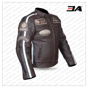 Motorcycle Leather Jacket Brown in Antique Retro style Biker Jacket Motorcycle Jacket Chopper