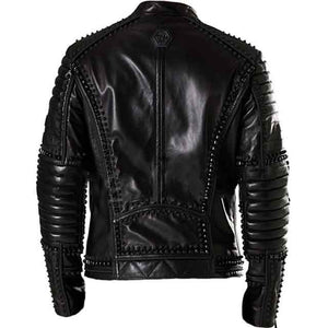 New Mens Black Full Heavy Metal Spiked Studded Leather Jacket