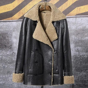 New Men's Fashion Sheepskin Shearling Winter Fur Coat