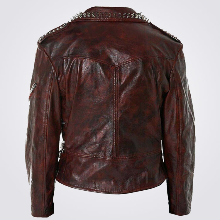 Top Quality Rivet Motorcycle Sheepskin Real Coats Men Short