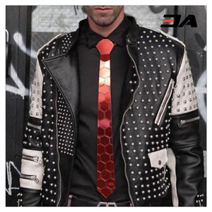 New Handmade Men's Black and white Fashion Studded Punk Style Stylish Jacket - 3A MOTO LEATHER