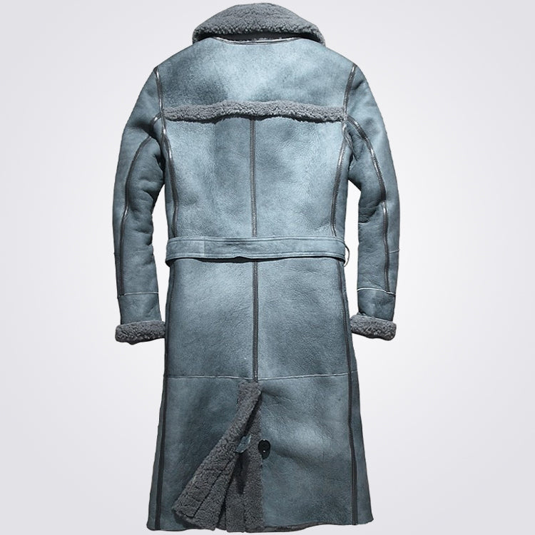 Men's Old Fashioned Sheepskin Trench Coat Double Breasted Coat