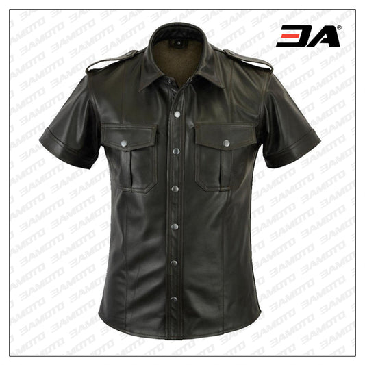 Old Look Antique Military Leather Shirt Erotic Style - Fashion Leather Jackets USA - 3AMOTO