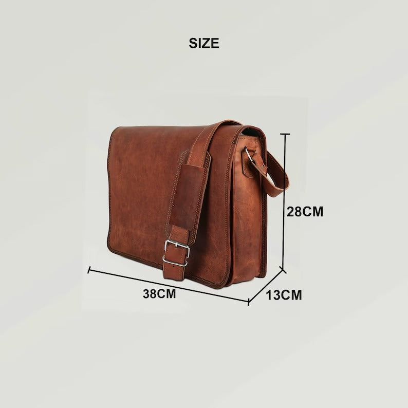 Personalized Leather Custom Laptop Satchel Messenger Bag