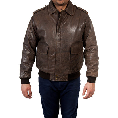 Aviator Leather Bomber Jacket Men