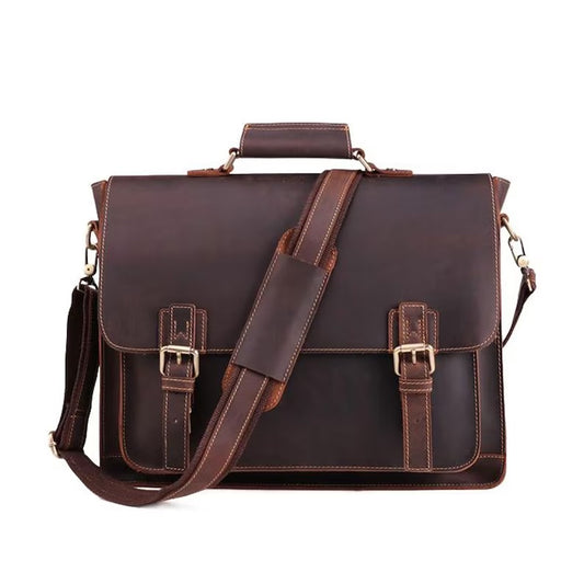 Premium Buffalo Leather Laptop Bag - 3amoto shop