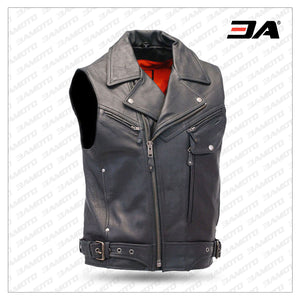 Premium Vented Sleeveless Leather Motorcycle Vest
