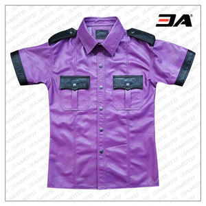 Purple leather T Shirt