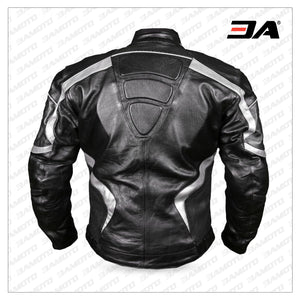 Python Motorcycle Leather Jacket Black/Silver