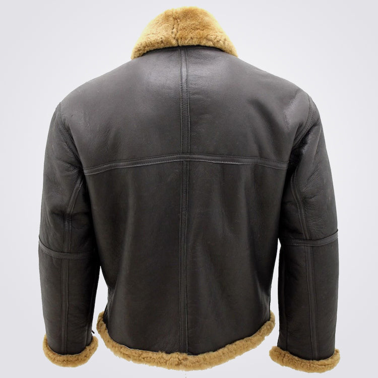 Men's RAF B3 Pilot Brown Sheepskin Coat - Rugged Aviator Coat