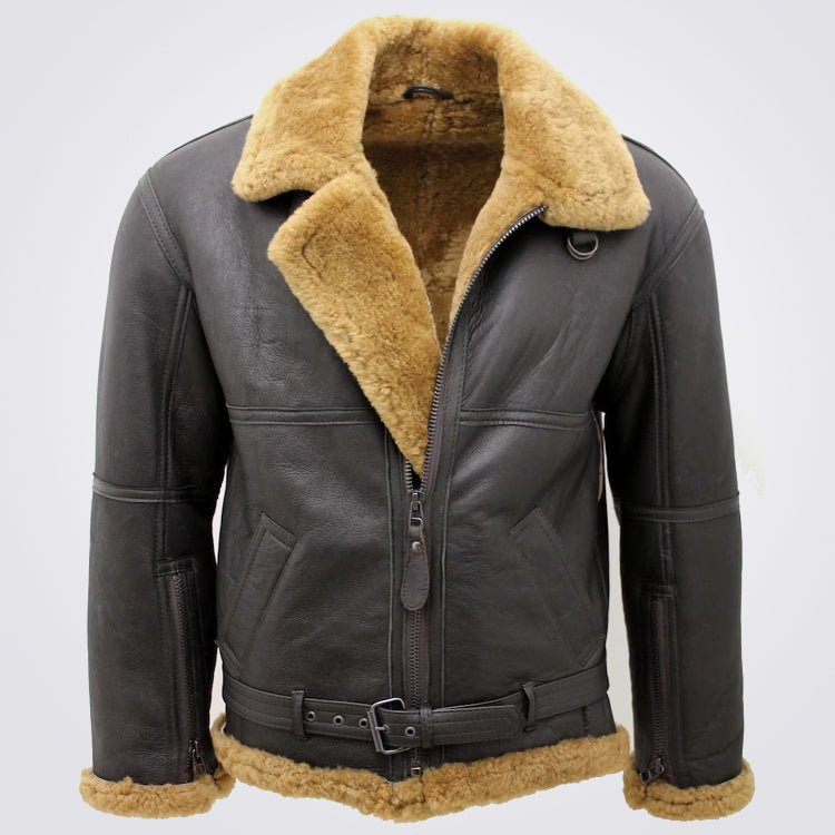 RAF B3 Pilot Brown Sheepskin Coat for Men