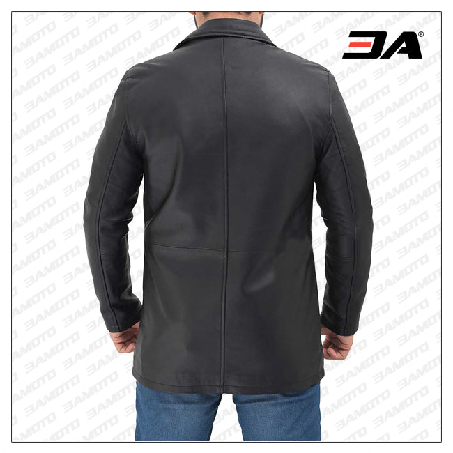 Winchester Mens Black Leather Car Coat - Buy Black Leather Car Coat