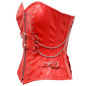 Red Leather Overbust Corset