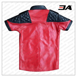 Red & Black Leather Shirt for Men