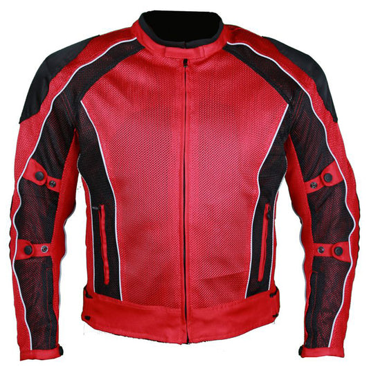 Red Summer Joy Mesh Motorcycle Jacket - Fashion Leather Jackets USA - 3AMOTO