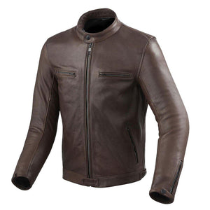 Brown Leather Bomber Motorcycle Jacket - 3amoto