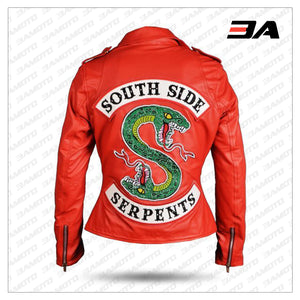 Riverdale Womens Cheryl Blossom Red Serpents Jacket Leather