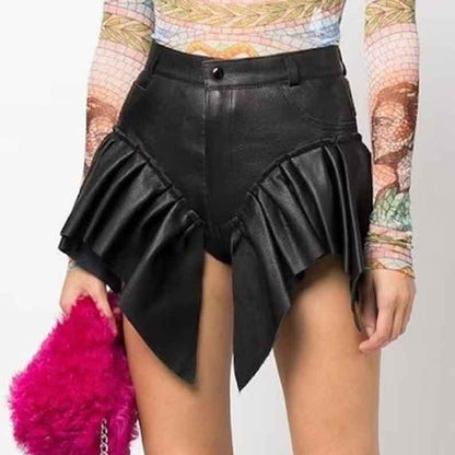 Frilled Leather Short