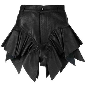 Ruffled Style Frilled Leather Shorts For Women