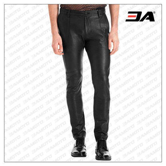 Skin Fit Athletic Leather Pants - Fashion Leather Jackets USA - 3AMOTO