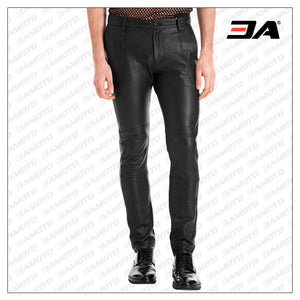 SKIN FIT ATHLETIC LEATHER PANTS