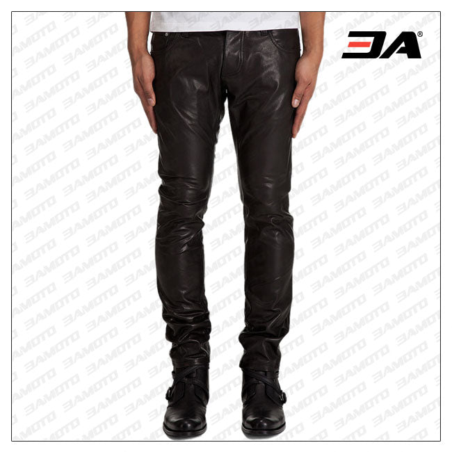 Slim Fit Slightly Tapered Leather Pant For Men