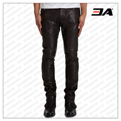 Slim Fit Slightly Tapered Leather Pant For Men