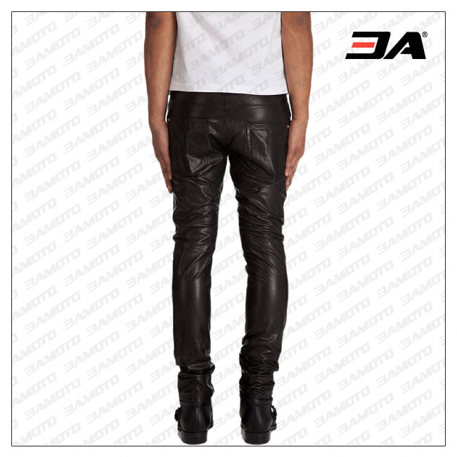SLIM FIT SLIGHTLY TAPERED LEATHER PANT FOR MEN