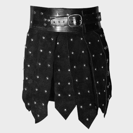 STRAPPED LEATHER KILT FOR MEN - Fashion Leather Jackets USA - 3AMOTO