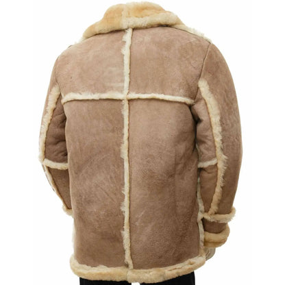 Sand Sheepskin Mens Brown Leatheer Coat