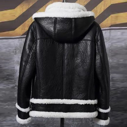 Shearling Coat Mens Black B3 Bomber Jacket