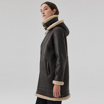 Shearling Coat with Hood