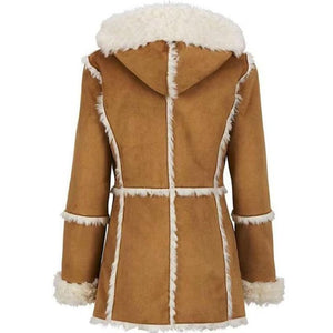 Shearling Leather Hooded Jacket for Women